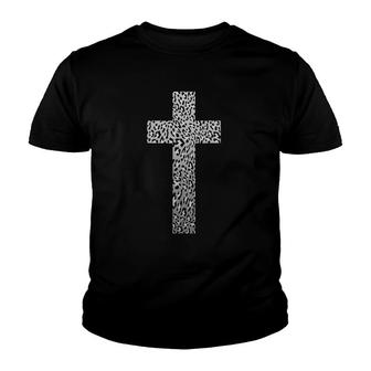Cute Leopard Print Christian Cross Funny Panther Gift Youth T-shirt | Mazezy