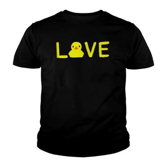 Cute 'Love' Yellow Rubber Ducky Duck Graphic Tees Youth T-shirt | Mazezy