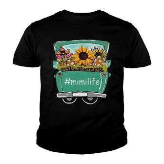 Cute Mimi Life Vintage Truck Turkey Thanksgiving Sunflower Youth T-shirt - Thegiftio UK