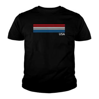Cute Usa Red Blue Chest Stripe 4Th Of July Top Youth T-shirt | Mazezy UK