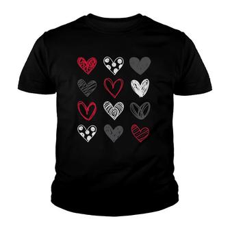 Cute Valentine's Day Hearts Fall In Love Youth T-shirt | Mazezy