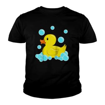 Cute Yellow Duck Duckie Bath Toys Rubber Ducky Raglan Baseball Tee Youth T-shirt | Mazezy