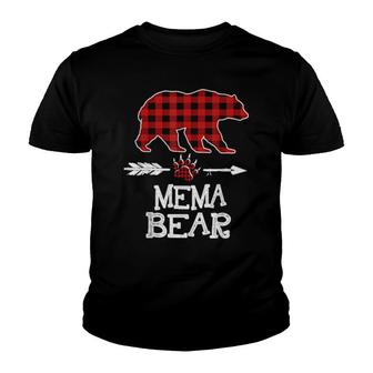 Cutest Dark Red Pleid Xmas Pajama Family Great Mema Bear Youth T-shirt | Mazezy