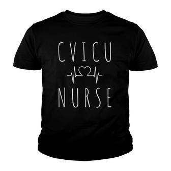 Cvicu Cardio Rn Cardiovascular Icu Nurse Heartbeat Zip Youth T-shirt | Mazezy