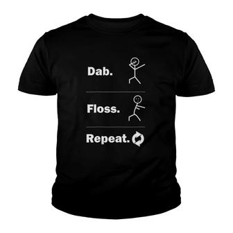 Dabbing- Dab Floss Repeat Dance Stick Figure Youth T-shirt | Mazezy
