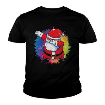 Dabbing Santa Merry Christmas Colorful Santa Claus Youth T-shirt | Mazezy