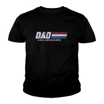 Dad A Real American Hero Father's Day Retro Vintage Youth T-shirt | Mazezy AU