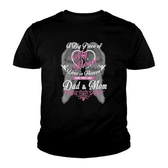 Dad & Mom My Angels In Memory Of Parents In Heaven Youth T-shirt | Mazezy