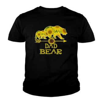 Dad Bear Bear Sunflower Mother Father Gifts Youth T-shirt | Mazezy