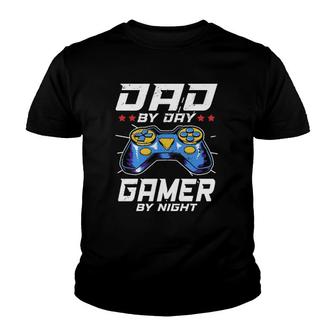Dad By Day Gamer By Night Video Games Player Daddy Youth T-shirt | Mazezy