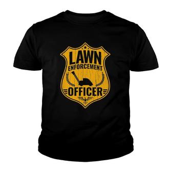 Dad Jokes Lawn Enforcement Officer Mowing Youth T-shirt | Mazezy