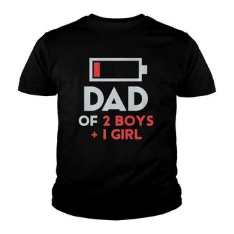 Dad Of 2 Boys 1 Girl Father's Day Gift Daughter Son Tee Youth T-shirt | Mazezy