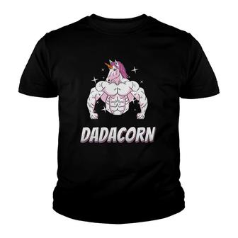 Dadacorn Daddy Unicorn Dad Gym Workout Gift Youth T-shirt - Thegiftio UK