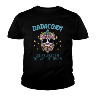 Dadacorn Father's Day Funny Daddy Beard Graphic Dad Unicorn Youth T-shirt | Mazezy
