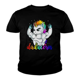 Dadacorn Unicorn Daddy Muscle Unique Family Gift Youth T-shirt - Thegiftio UK