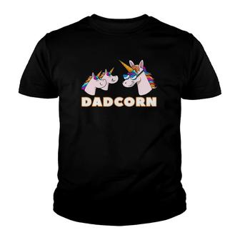 Dadcorn Dad 2 Kids Father Unicorn Father's Day Youth T-shirt | Mazezy
