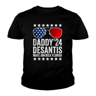 Daddy Desantis 2024 Make America Florida American Usa Flag Youth T-shirt | Mazezy