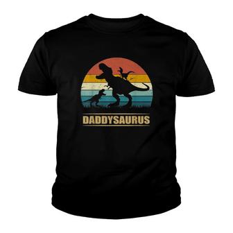 Daddy Dinosaur Daddysaurus 2 Kids Father's Day Gift For Dad Youth T-shirt | Mazezy
