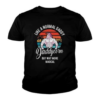 Daddycorn Retro Vintage Unicorn Daddy Gym Workout Dad Gift Youth T-shirt | Mazezy