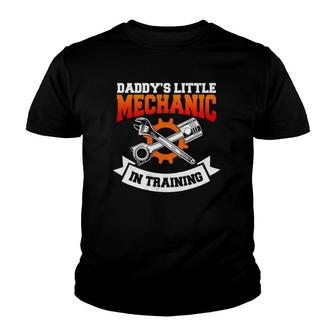 Daddy's Little Mechanic In Training Automotive Technician Youth T-shirt | Mazezy