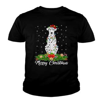 Dalmatian Dog Matching Santa Hat Dalmatian Christmas Youth T-shirt | Mazezy