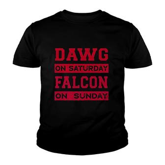 Dawg On Saturday Falcon On Sunday Atlanta Athens Football Youth T-shirt | Mazezy