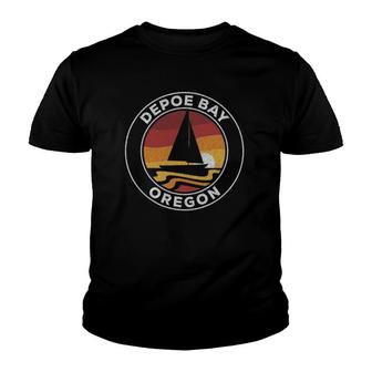 Depoe Bay Oregon Vintage Sailboat 70S Retro Sunset Youth T-shirt | Mazezy