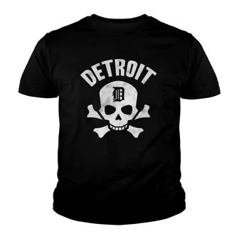 Detroit Made Vintage Skull D - Motown Pride Youth T-shirt | Mazezy