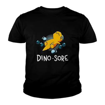 Dino Sore Funny Dinosaur Workout Gym Fitness Lifting Tank Top Youth T-shirt | Mazezy