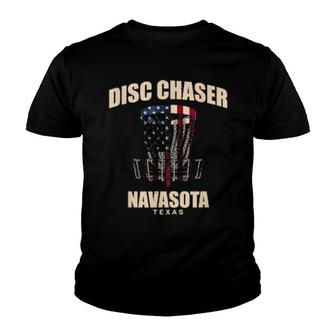 Disc Chaser Navasota Disc Golf Texas Golfer Outdoor Spiel Youth T-shirt | Mazezy