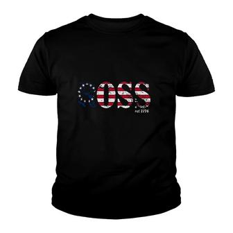 Distressed Betsy Ross Flag 1776 Youth T-shirt | Mazezy