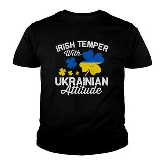 Distressed Irish Ukrainian Attitude Patriotic St Patrick's Day Youth T-shirt | Mazezy