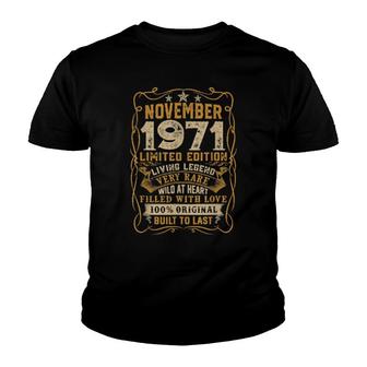 Distressed Retro November 1971 50Th Birthday 50 Yrs Old Youth T-shirt | Mazezy