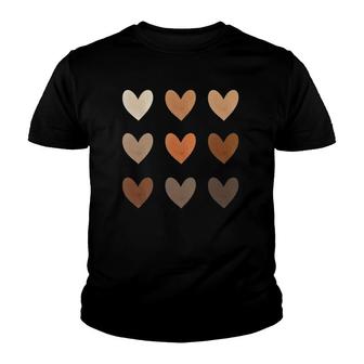 Diversity Heart Skin Tones Black Pride Kindness Melanin Youth T-shirt | Mazezy