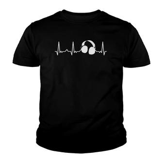 Dj Music Music Lover Musician Headphones Heartbeat Youth T-shirt | Mazezy