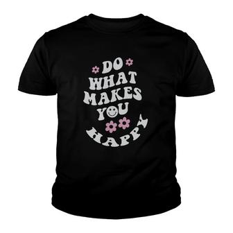 Do What Makes You Happy Print On Back Trendy Clothing Retro Youth T-shirt | Mazezy
