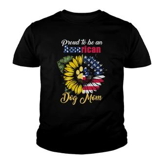 Dog American Dog Mom Sunflower Usa Flag 386 Paws Youth T-shirt | Mazezy