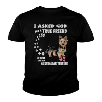 Dog Australian Terrier S Aussie Dog S Australian Terrier 286 Paws Youth T-shirt | Mazezy
