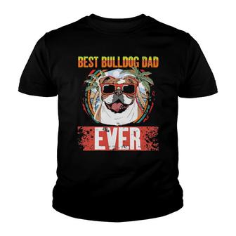 Dog Best Bulldog Dad Ever Retro Vintage Fathers Day 136 Paws Youth T-shirt | Mazezy