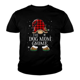 Dog Mom Gnome Buffalo Plaid Matching Family Christmas Pajama Youth T-shirt | Mazezy