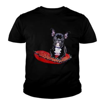 Dogs Cartoon Frenchie Mom Dad Children French Bulldog Youth T-shirt | Mazezy