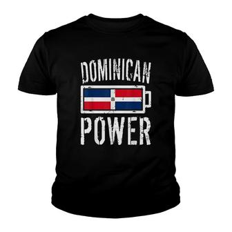 Dominican Republic Flag Dominican Power Battery Proud Youth T-shirt | Mazezy
