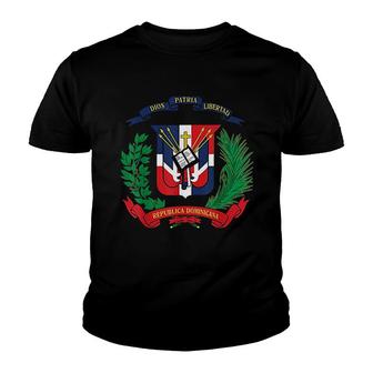 Dominican Republic Flag National Emblem Youth T-shirt | Mazezy