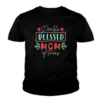 Double Blessed Mom Of Twins Red Hearts Perfect Mama Mommy Mother's Day Gifts Youth T-shirt | Mazezy