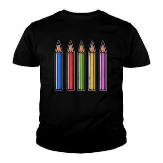 Drawing Crayon Pencil Art Teacher Education Youth T-shirt | Mazezy