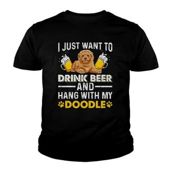 Drink Beer Hang With My Doodle T Goldendoodle Lover Youth T-shirt | Mazezy