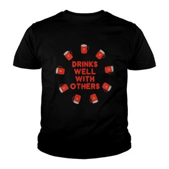 Drinks Well With Others Coffeeholic Able Youth T-shirt | Mazezy
