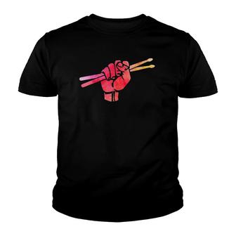 Drummer Gift Fist Drumsticks Lovers Gift Youth T-shirt | Mazezy
