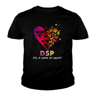 Dsp It's A Work Of Heart Caduceus Butterflies Heartbeat Watercolor Youth T-shirt | Mazezy
