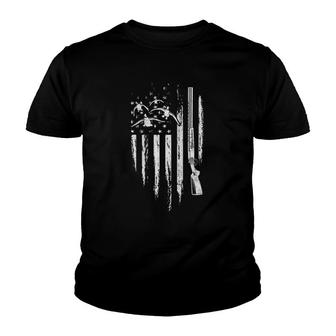 Duck Hunting American Flag Waterfowl Goose Gift For Hunter Youth T-shirt | Mazezy
